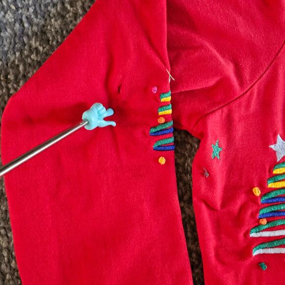 Vintage Michael Simon Cardigan Sweater Womens Size L Red Knit Cotton Long Sleeve - Picture 5 of 7